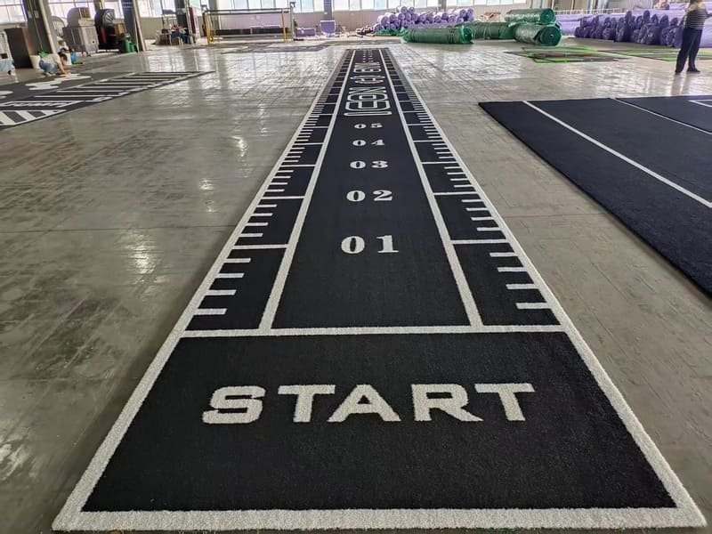 Heavy sled push friction on professional gym turf